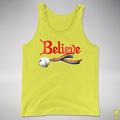 Believe LGBTQ Gilbert Baker Pride Jingle Bell Premium Tank Top - Neon Yellow